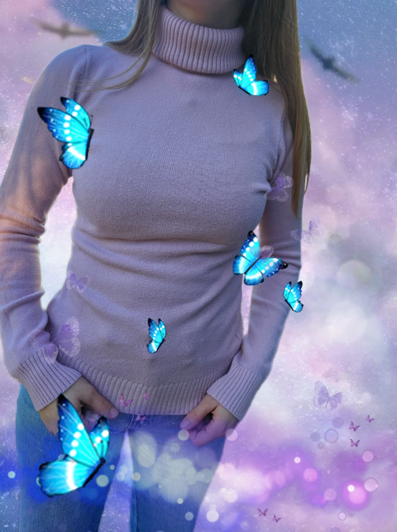 Pull col roulé rose E-woman