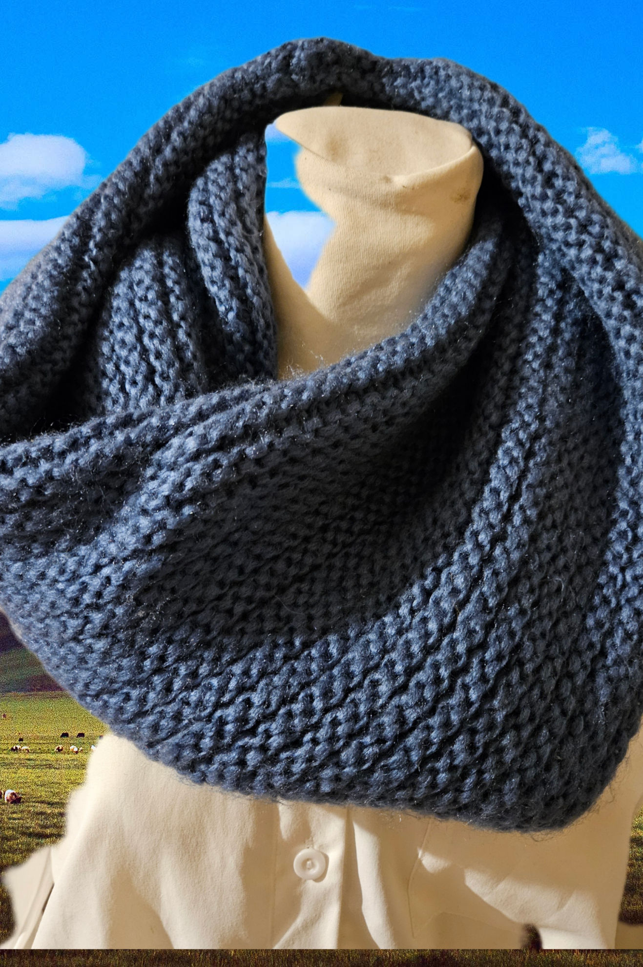 Tour de cou femme bleu